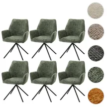 Mendler Esszimmerstuhl HWC-G67 Chenille grün 6er Set