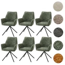 Mendler Esszimmerstuhl HWC-G67 Chenille grün 6er Set