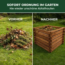NATIV Holzkomposter braun 100x100cm Lärche für Garten Stecksystem langlebig