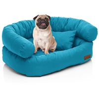 Juelle Mittelhundbett - Sofa für mittelgroße Hunde, Abnehmbarer Bezug, maschinenwaschbar, flauschiges Bett, Hundesessel Santi S-XXL (Größe: M - 80x60cm, Türkis)