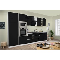Küche Küchenzeile Küchenblock grifflos Weiß Schwarz Lorena 345 cm Respekta