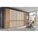 Wiemann Drehtürenschrank WIEMANN "Cardiff", beige (glas champagner), B:344,2cm H:216cm T:58cm, Floatglas, Hartfaserplatte, Holzwerkstoff, Massivholz, Schränke, Drehtürenschrank, inkl. Türdämpfung