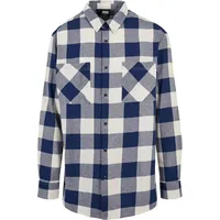URBAN CLASSICS Long Oversized Checked Langarmhemd Dark blue /