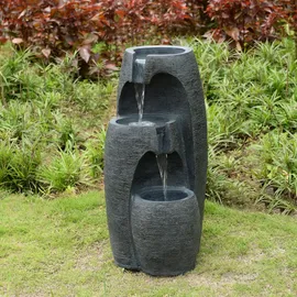 Teamson Home Gartenbrunnen Moderner 3-stufiger Kaskaden-Urnenbrunnen mit LED