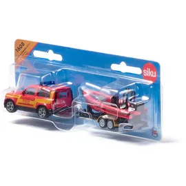 Siku 1608 - Land Rover Defender mit Boot, Feuerwehr mit Boot