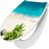 Banjado Premium Toilettendeckel Mit Absenkautomatik WC-Sitz Soft Close Hygienischer Klodeckel Duroplast Mit Motiv Strandtag