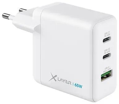 XLayer 219587 Ladegerät für Mobilgeräte Notebook, Smartphone Weiß AC Schnellladung Indoor