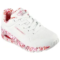 SKECHERS Uno - Loving Love Damen white durabuck/red pink mesh trim 40