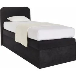 Boxspringbett, wahlweise mit Bettkasten, schwarz, , 56895866-0 Microvelours   ohne Bettkasten-Ohne Topper