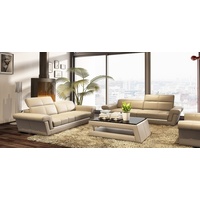 JVmoebel Sofa Ledersofa Couch Wohnlandschaft 3+2 Sitzer Design Modern Sofa 5136 Sofagarnitur beige
