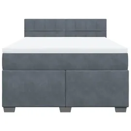 vidaXL Boxspringbett mit Matratze Dunkelgrau 140x200 cm Samt