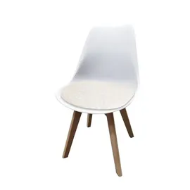 Hti-Living Esszimmerstuhl Weiß mit Kunstledersitz Atlanta Creme mit Ornament