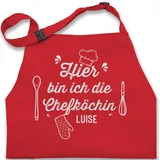 Kinderschürze Schürze Kinder Jungen Mädchen - Kochschürze - Hier bin ich die Chefköchin mit Name - 7-14 Jahre - Rot - kochschürzen kind küche kinderschürzen für kleinkinder weihnachten - 7-13 Jahre