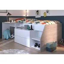 Parisot Hochbett Milky 90 x 200 cm Eiche grau-weiß