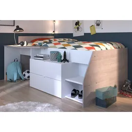 Parisot Hochbett Milky 90 x 200 cm Eiche grau-weiß