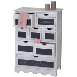 Kommode Venlo, Schubladenschrank mit Tafel, Shabby-Look Vintage MVG-zertifiziert 87x60x30cm ~ weiß