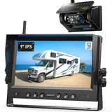 9" Rückfahrkamera Kabellos Solar Magnetische Rückfahrkamera Funk: 9600mAh Akku, 9" 1080P HD Monitor, 1 Min Installation, IP69K Wasserdicht Rückfahrkameras, für Anhänger, Wohnmobile und LKWs