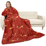 Catalonia Classy Decke mit Ärmeln als Geschenk für Frauen Herren, Flauschig Fleece Tragbare Kuscheldecke mit Ärmel, Cozy Warm Decke zum Anziehen Ärmeldecke Erwachsene, 185 x 130 cm Weihnachtsdackel