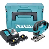 Makita, Stichsäge, DJV 180 RAXJ Akku Stichsäge 18 V 135 mm  + 2x Akku 2,0 Ah + Ladegerät + Makpac