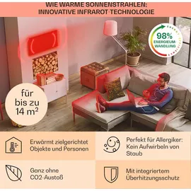 Klarstein Infrarotheizung mit Thermostat, 700W Elektroheizung, Smart Home Bild-Infrarotheizung zur Wandmontage, IR mit IoT/WiFi App-Control, Feucht... - Weiß
