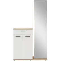 HBZ Kompaktgarderobe BxHxT 105x188x38 cm mit Spiegel weiß