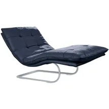 W.Schillig Relaxliege daily dreams Leder 95 x 91 x 170 cm Blau mit Kissen