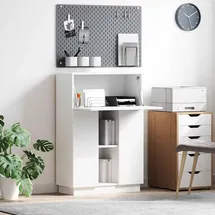 vidaXL Schreibtisch mit Tür Weiß 71.5 x 31.5 x 106.5 cm Holzwerkstoff