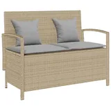 vidaXL Gartenbank mit Stauraum und Kissen Beige Poly Rattan