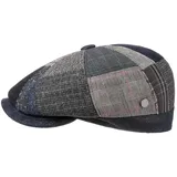 LIERYS Larent Patchwork Flatcap Herren - Achtteilige Schirmmütze - Made in Italy - Mütze mit Wolle und Innenfutter - Ballonmütze Herbst/Winter blau 59 cm - 59