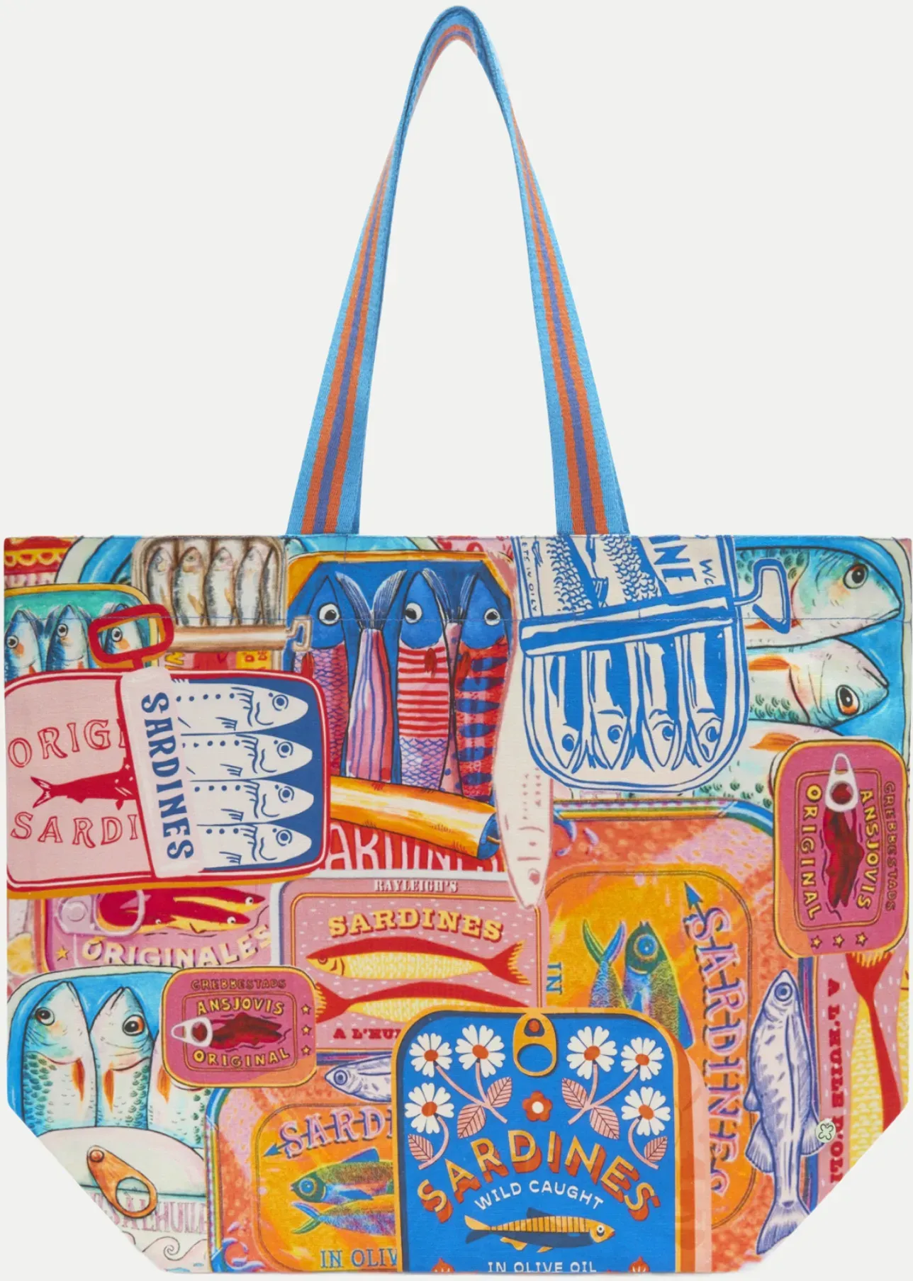 Shopper mit Sardinen-Muster Mehrfarbig 52X39X20CM
