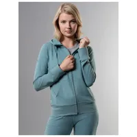 TRIGEMA Sweatjacke TRIGEMA "TRIGEMA Kapuzenjacke", Damen, Gr. XXL, grün (seegras), Sweatware, 50% Baumwolle, 50% Polyester, lang, ohne Ausschnitt, Sweatjacken Sweatjacke