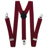 axy Hosenträger Kinder Jungen Hosenträger (1-St) Kinder 7-12 Jahre, 3 Stabile Clips Y-Form 2,5cm Breit verstellbar rot