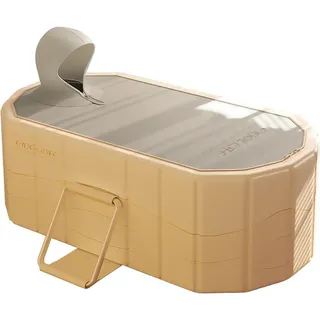 Simcat Faltbare Badewanne für Erwachsene – Tragbare Freistehende Badewanne mit Deckel, Ideal für Heim-SPA, Outdoor & Familien – Extra Groß (150x55x50cm, Gelb)