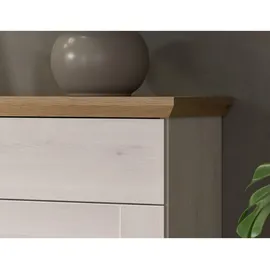 inn.furn Kommode Sideboard 95 x 92 cm Weiß / Naturbelassen