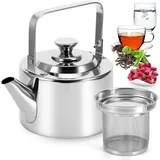 FELIXLEO Teekanne 1.5l Teekanne Edelstahl Wasserkessel Induktion Mit Sieb Camping, (1-St)