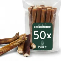 BREERs Getrocknete Ochsenziemer 12 cm für Hunde 50 Stück eigene deutsche Herstellung | Hundeleckerli Kaustange Hundesnack für große, kleine Hunde & Welpen | Kauartikel reinigt und stärkt das Gebiss