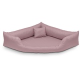 Juelle Orthopädische Hundebett Eckbett Hundebett mit Orthopädischer Matratze für Große Hunde Abnehmbarer Bezug, Waschbar, Dakota M-XXL (120x90 cm, Puder Dar Rosa)