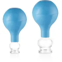 pulox Schröpfgläser Set aus Echtglas mit Saugball - 2x Medizinisches Schröpfglas in Blau