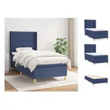 vidaXL Boxspringbett mit Matratze Blau 100x200 cm Stoff