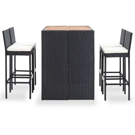 vidaXL Polyrattan Garten-Bar-Set 5-tlg. schwarz