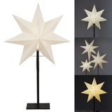 Star Trading, 3D Papierstern Weihnachten in Weiß, Dekostern Tischleuchte mit Kabelschalter, E14, Höhe: 55 cm