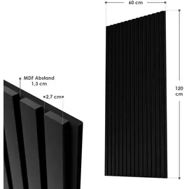 Juskys Wandpaneele Akustik Schwarz 4 St. 120 x 60 cm