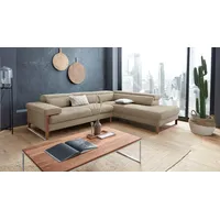 W.Schillig Eckcouch Leder 3-Sitzer Braun