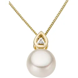 Perlen-Anhänger FIRETTI "Schmuck Geschenk Gold 333 Halsschmuck Anhänger für Halskette Perle", gold (goldfarben, silberfarben, weiß, w=weiß), Schmuckanhänger, Damen, P2 = erkennbare Einschlüsse, Gelbgold 333-Perlen-Diamanten, 1,35 g, Gelbgold 333, Perlen, Diamanten, mit Süßwasserzuchtperle und Brillant