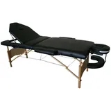 Mucola Massageliege 3 Zonen Kosmetikliege Holz| | klappbar und höhenverstellbar | Portable Massagebank inkl. Zubehör Kopfstütze, Armlehnen und Tragetasche - Schwarz