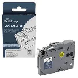 MediaRange Kunststoff-Schriftbandkassette, für/ersetzt Brother TZ-121/TZe-121, permanent haftend, 9mm, 8m, laminiert, schwarz auf transparent