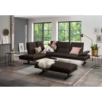 W.Schillig Ecksofa "broadway, Designsofa, toller Sitzkomfort, zeitlos, elegant, L-Form", braun (braun z59), B:284cm H:94cm T:224cm, Longlife Xtra-Leder Z59: Glattleder mit modischer Prägung.