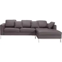Beliani Ecksofa Leder braun linksseitig OSLO