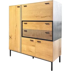 Highboard GUTMANN FACTORY, braun (braun, schwarz), B:115cm H:120cm T:43cm, MDF, Sideboards