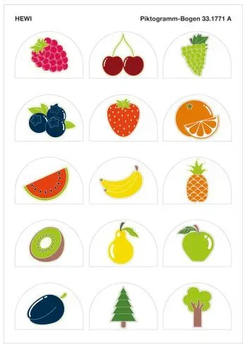 Hewi Piktogramm-Bogen 33.1771A Serie Essen & Trinken, selbstklebend, mehrfarbig